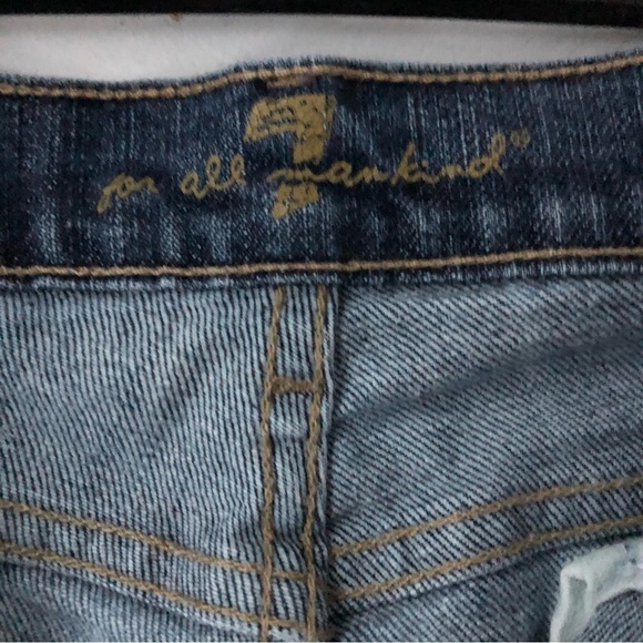 7 FOR ALL MANKIND Women's Washed Blue Studded Flared Low Rise Jeans Size 30 - Picture 5 of 15